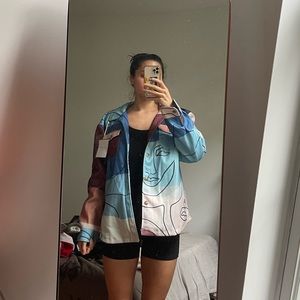 Unisex Multicolor Face Line Art Jacket (M)